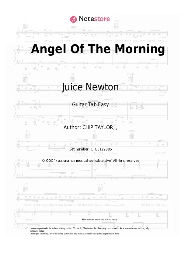 Angel Of The Morning - Juice Newton Tabs Easy - Guitar.Tab.Easy