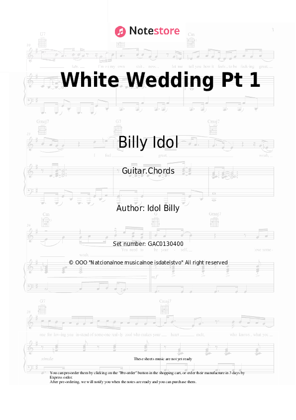 White Wedding Pt 1 - Billy Idol Chords - Guitar.Chords