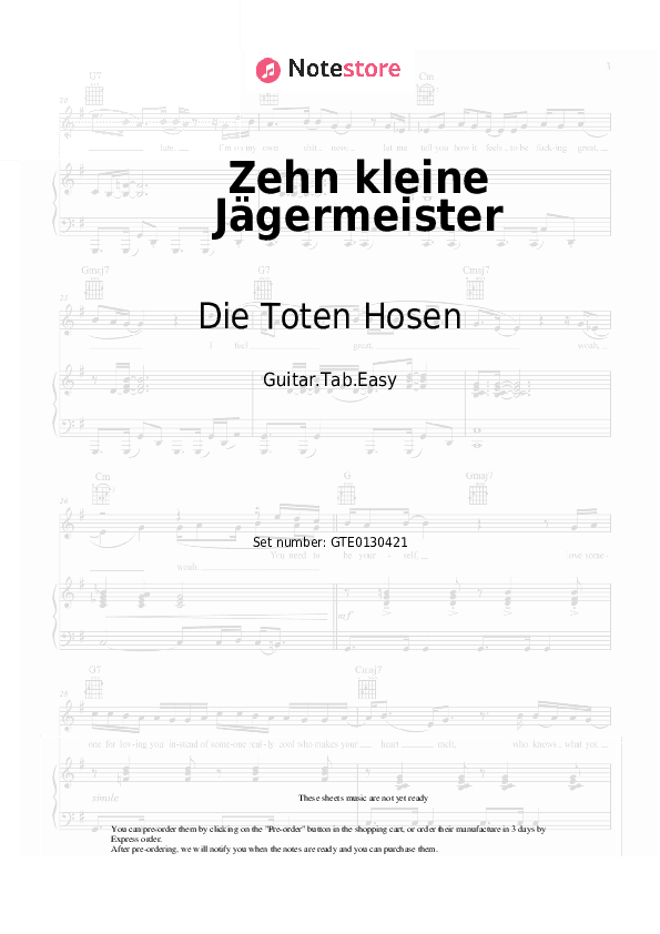 Zehn kleine Jägermeister - Die Toten Hosen Tabs Easy - Guitar.Tab.Easy