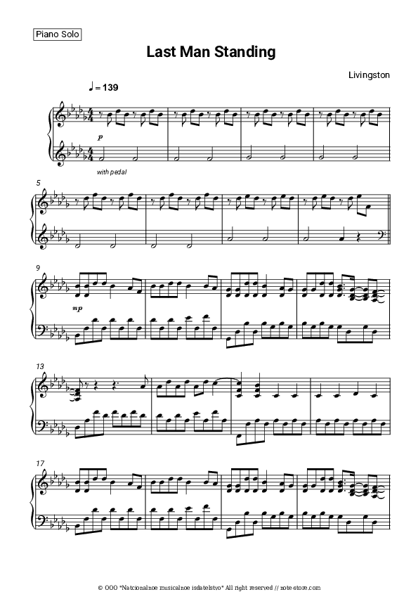 Last Man Standing - Livingston Piano Sheet Music - Piano.Solo