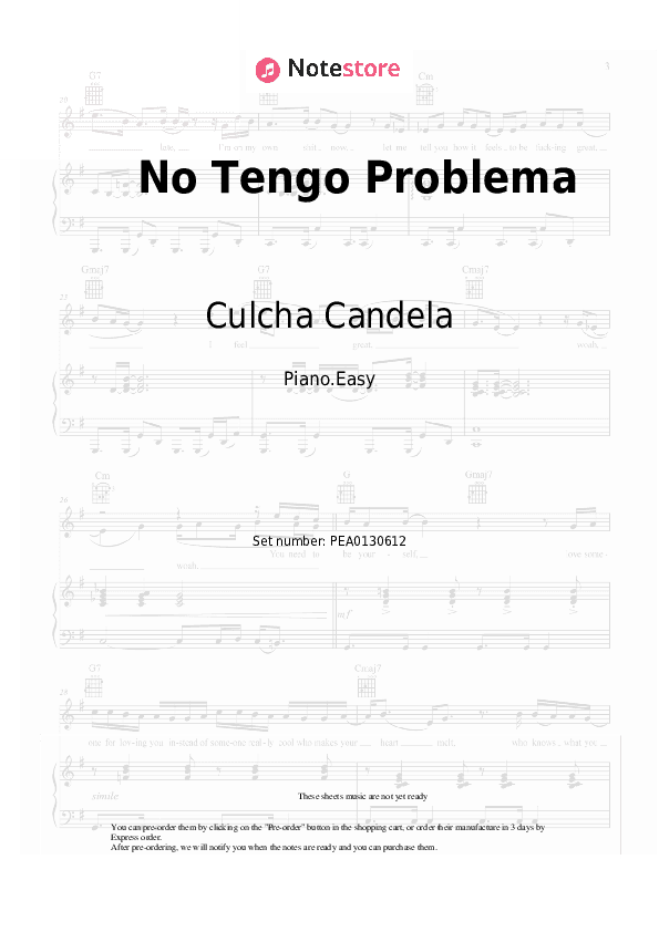 No Tengo Problema - Culcha Candela Piano Sheet Music Easy - Piano.Easy