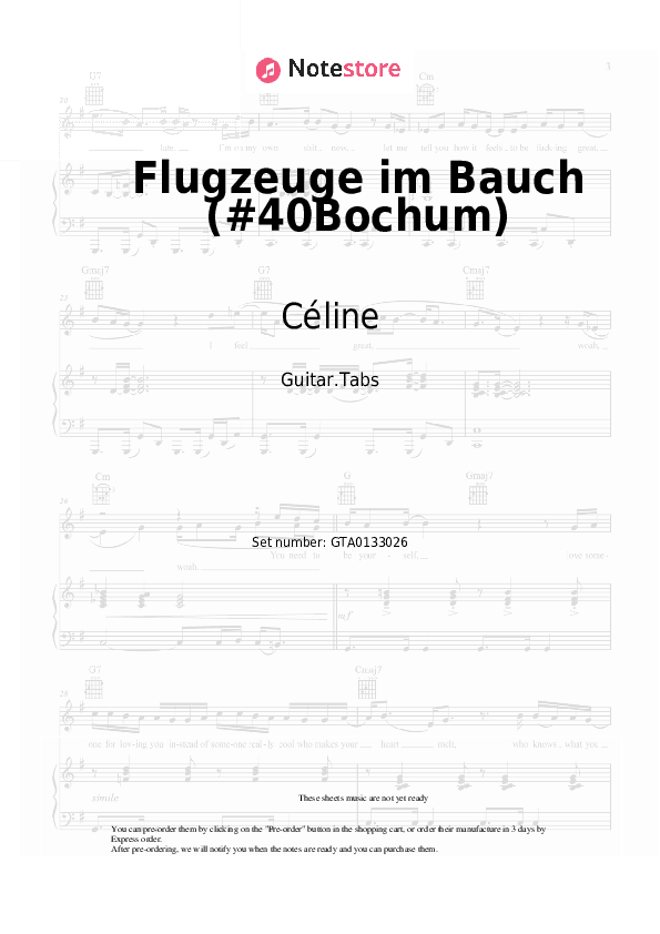 Flugzeuge im Bauch (#40Bochum) - Céline, Herbert Grönemeyer Tabs - Guitar.Tabs