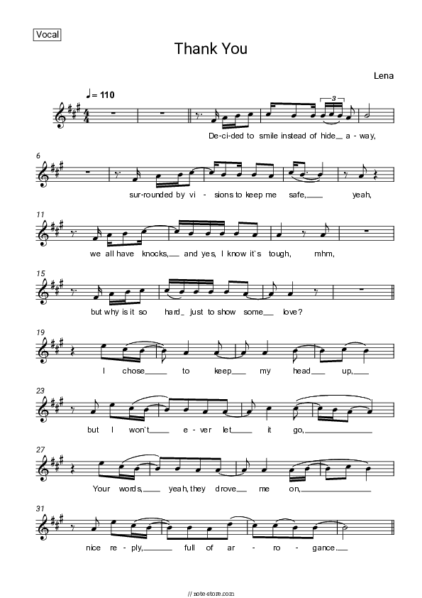 Thank You - Gestort aber GeiL, Anna Grey Vocal Sheet Music - Vocal