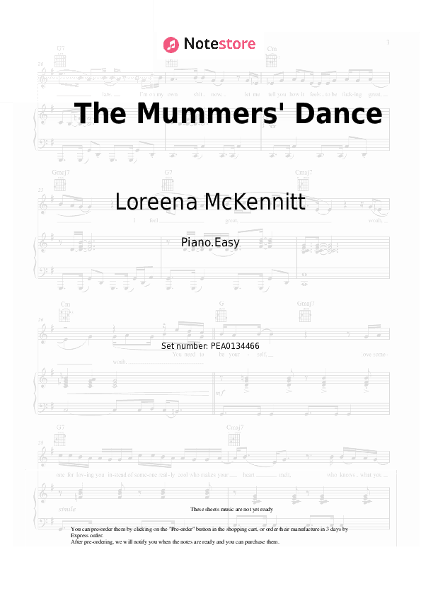 The Mummers' Dance - Loreena McKennitt Piano Sheet Music Easy - Piano.Easy