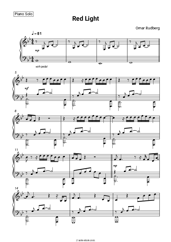 Red Light - Omar Rudberg Piano Sheet Music - Piano.Solo