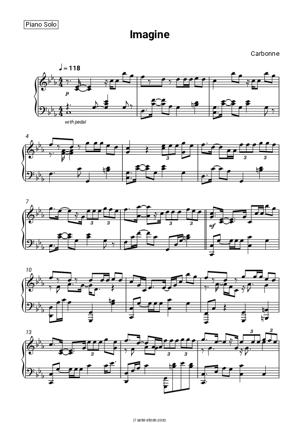 Imagine - Carbonne Piano Sheet Music - Piano.Solo