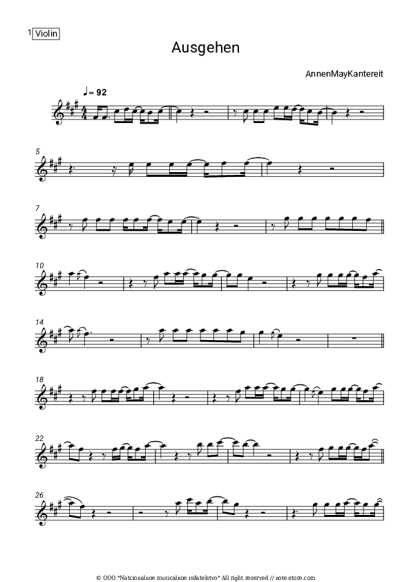 Ausgehen - AnnenMayKantereit Violin Sheet Music - Violin
