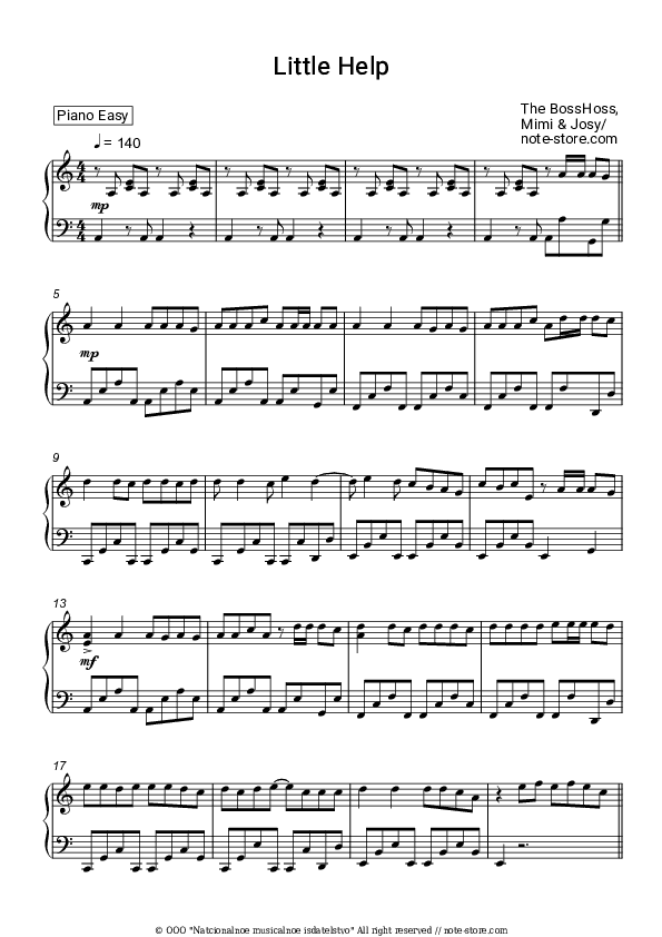Little Help - The BossHoss, Mimi & Josy Piano Sheet Music Easy - Piano.Easy