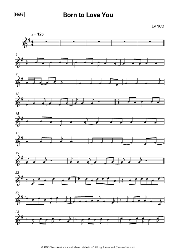 Born to Love You - LANCO Flute Sheet Music - Flute