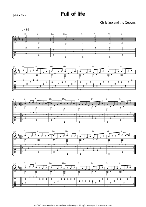 Full of life - Christine and the Queens Tabs - Guitar.Tabs