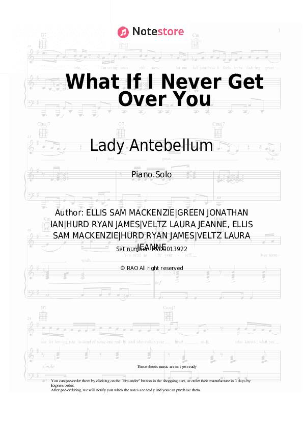 What If I Never Get Over You - Lady Antebellum Piano Sheet Music - Piano.Solo