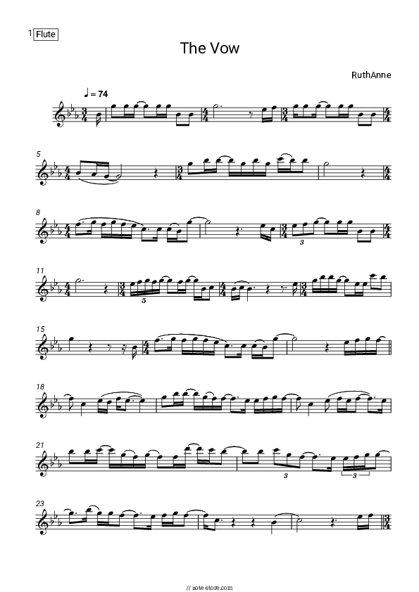 The Vow - RuthAnne Flute Sheet Music - Flute