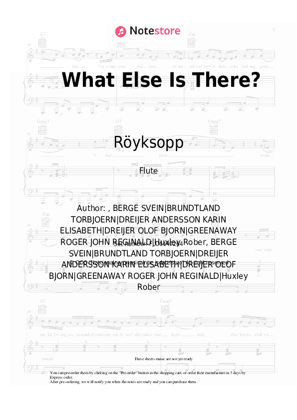 What Else Is There? - Röyksopp Flute Sheet Music - Flute