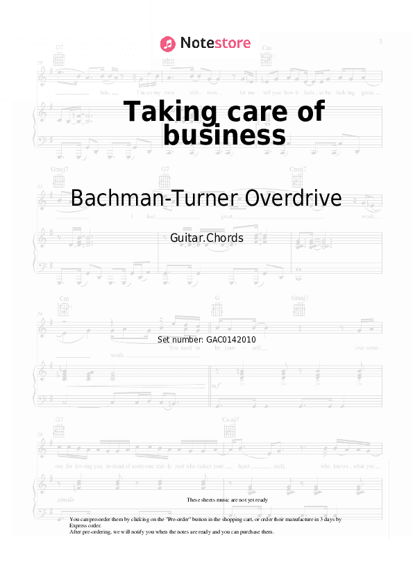 Taking care of business - Bachman-Turner Overdrive Chords - Guitar.Chords