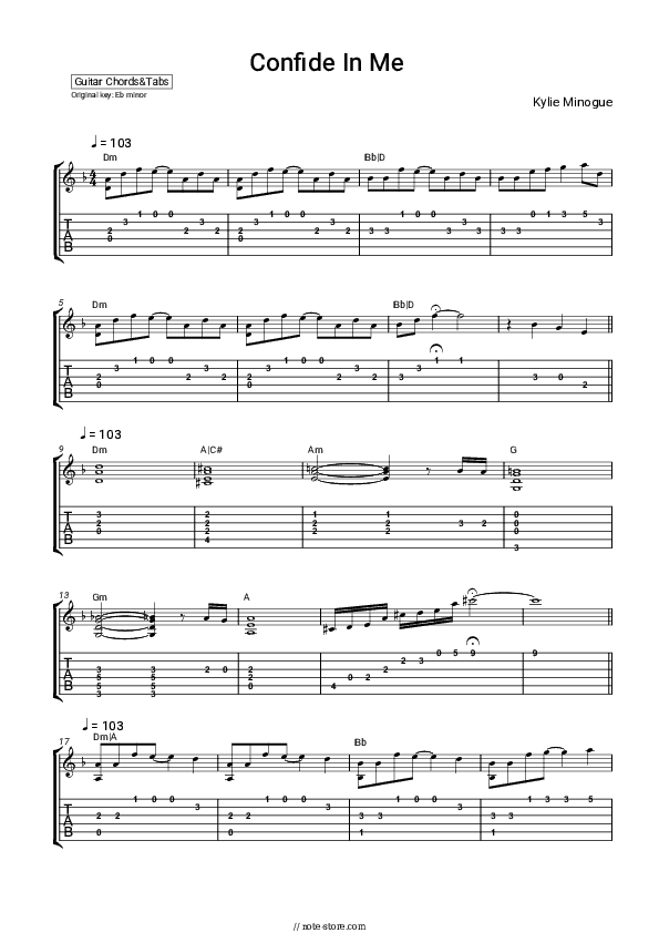 Confide In Me - Kylie Minogue Chords - Guitar.Chords