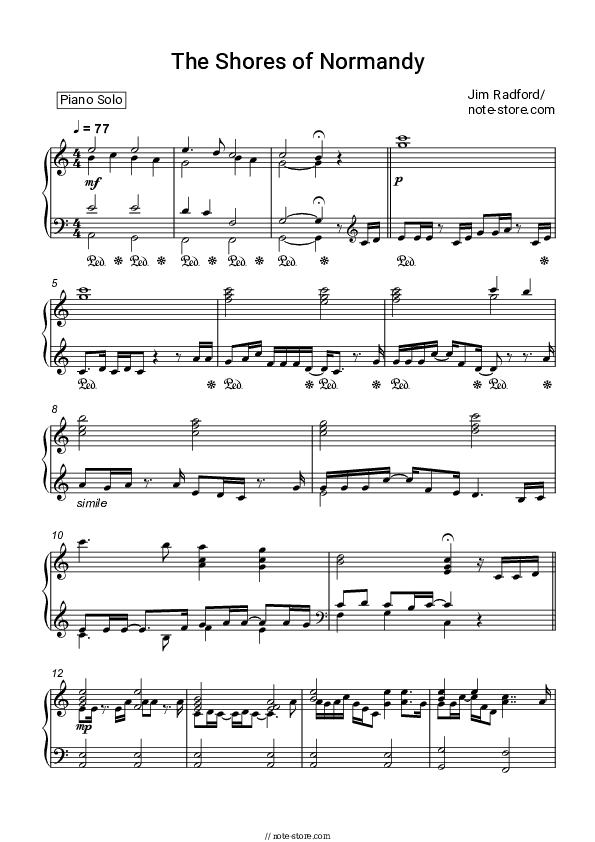 The Shores of Normandy - Jim Radford Piano Sheet Music - Piano.Solo