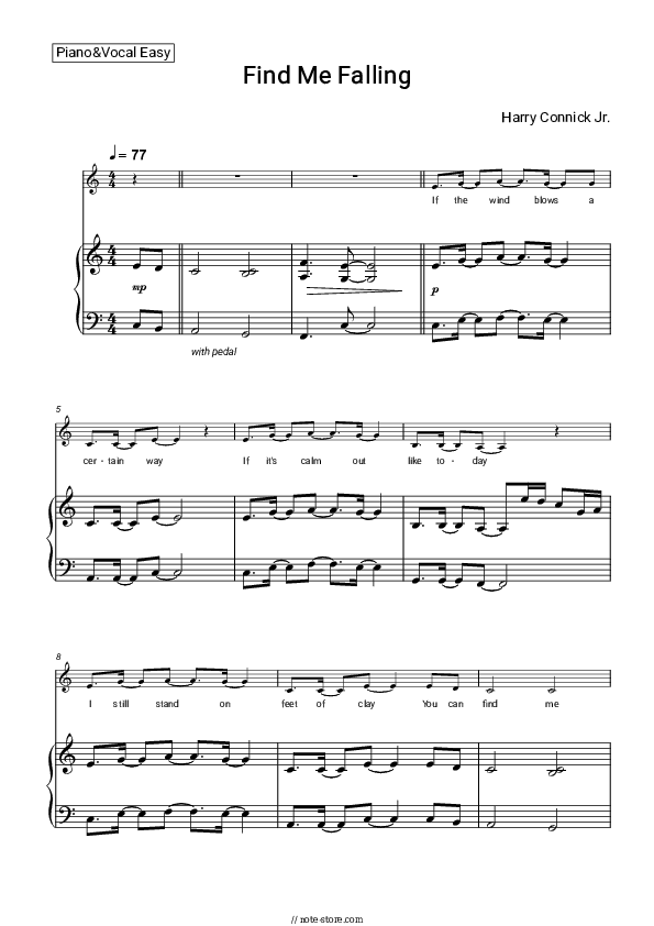 Find Me Falling - Harry Connick Jr. Piano Sheet Music Easy and Vocal - Piano&Vocal.Easy