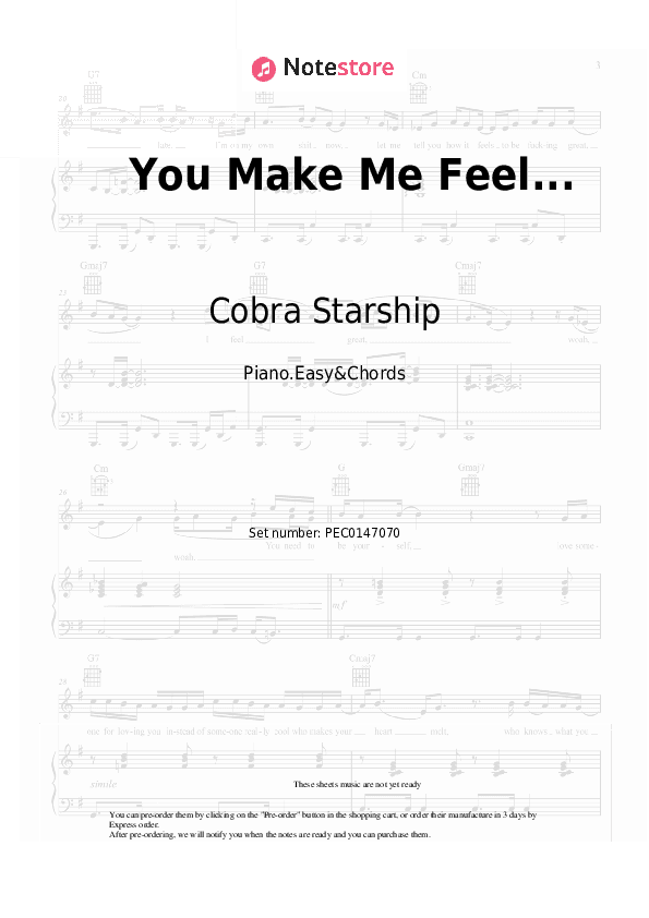 You Make Me Feel... - Cobra Starship, Sabi Sheet Music Easy and Chords - Piano.Easy&Chords