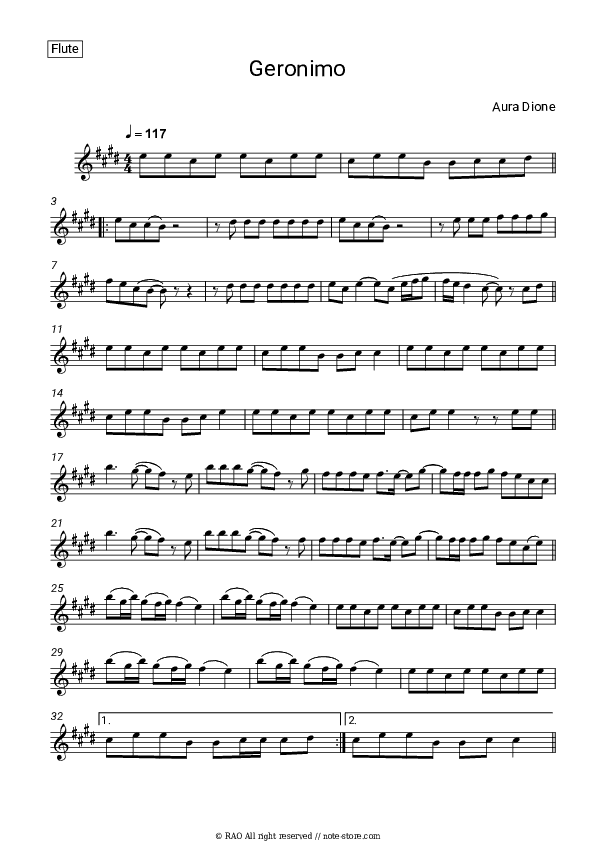 Geronimo - Aura Dione Flute Sheet Music - Flute