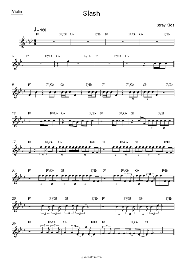 SLASH - Stray Kids Violin Sheet Music - Violin