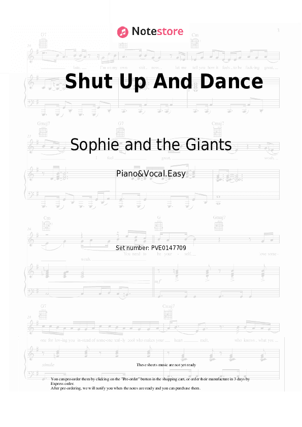 Shut Up And Dance - Sophie and the Giants Piano Sheet Music Easy and Vocal - Piano&Vocal.Easy