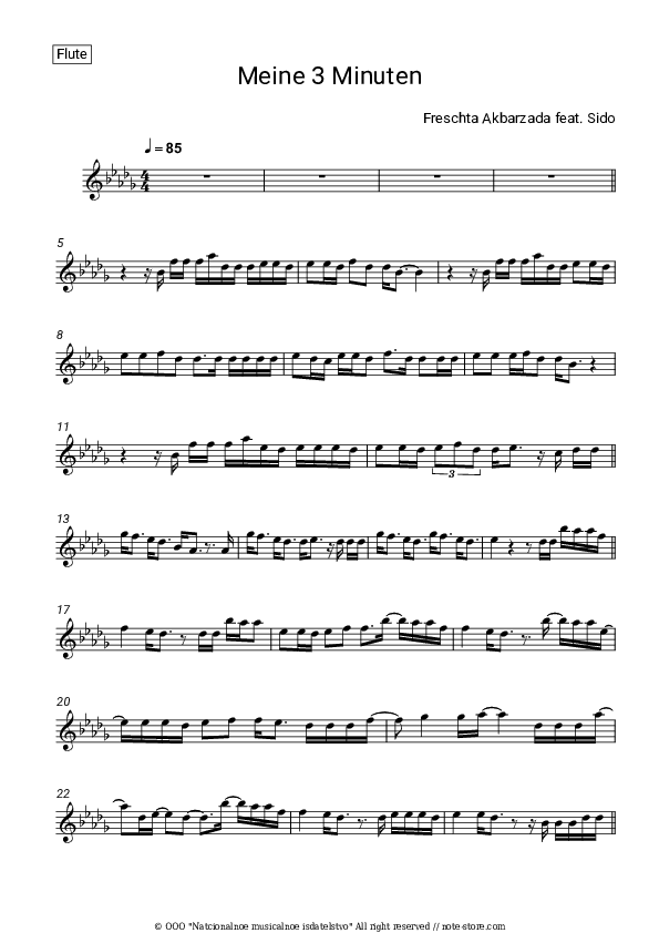 Meine 3 Minuten - Freschta Akbarzada, Sido Flute Sheet Music - Flute