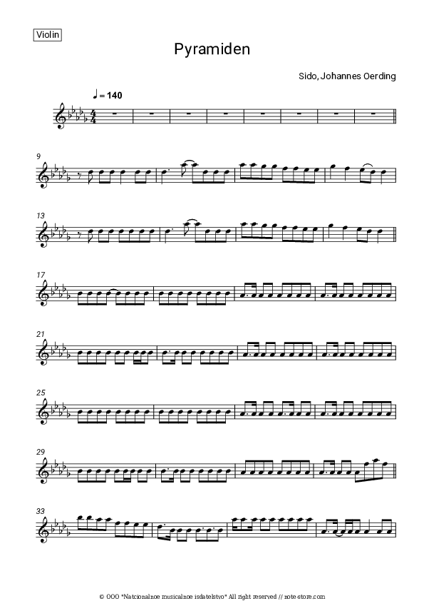 Pyramiden - Sido, Johannes Oerding Violin Sheet Music - Violin