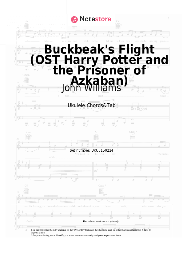 Buckbeak's Flight (OST Harry Potter and the Prisoner of Azkaban) - John Williams Ukulele Sheet Music - Ukulele.Chords&Tab