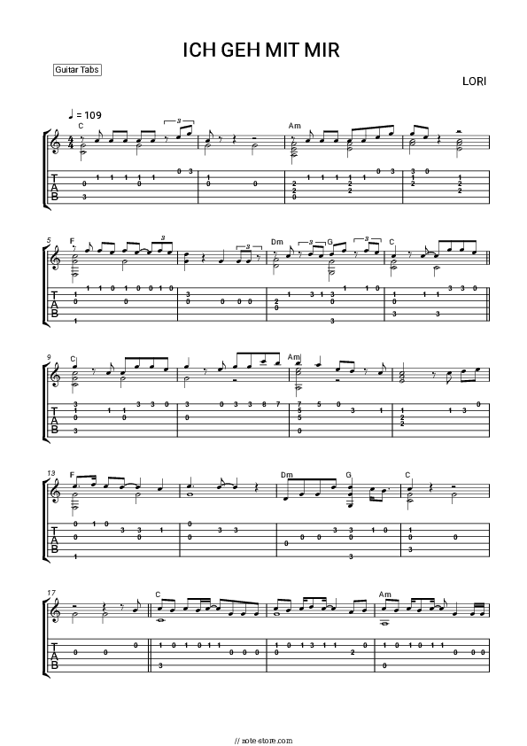 ICH GEH MIT MIR - LORI Tabs - Guitar.Tabs