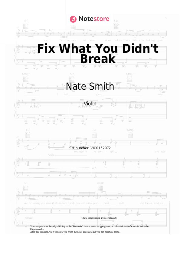 Fix What You Didn't Break - Nate Smith Violin Sheet Music - Violin