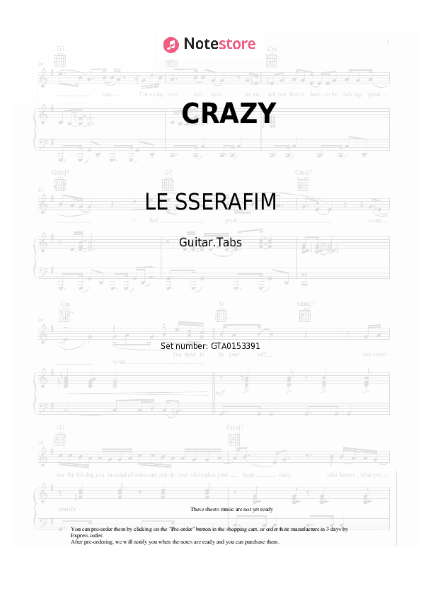 CRAZY - LE SSERAFIM Tabs - Guitar.Tabs