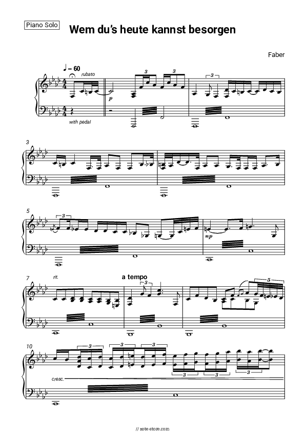 Wem du’s heute kannst besorgen - Faber Piano Sheet Music - Piano.Solo
