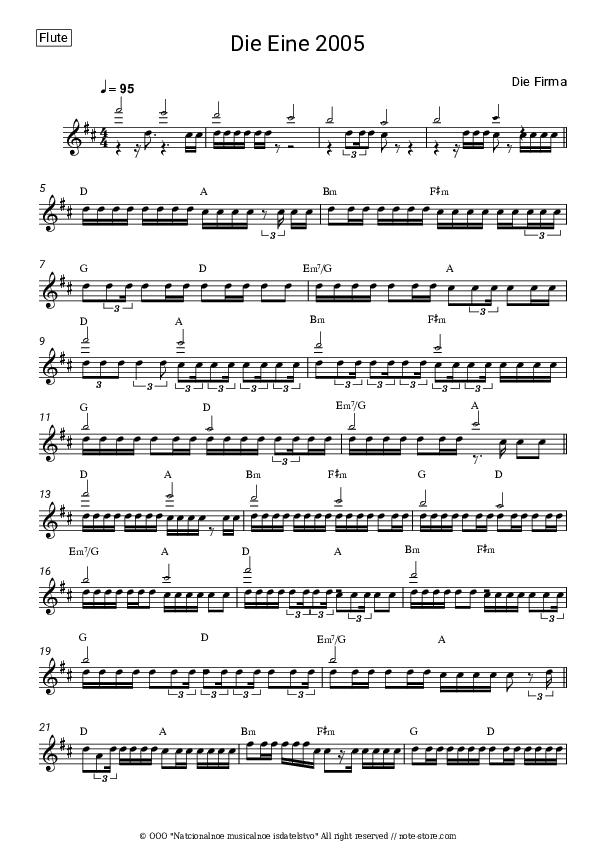 Die Eine 2005 - Die Firma Flute Sheet Music - Flute