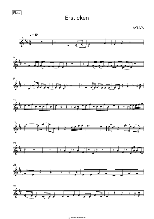 Ersticken - AYLIVA Flute Sheet Music - Flute