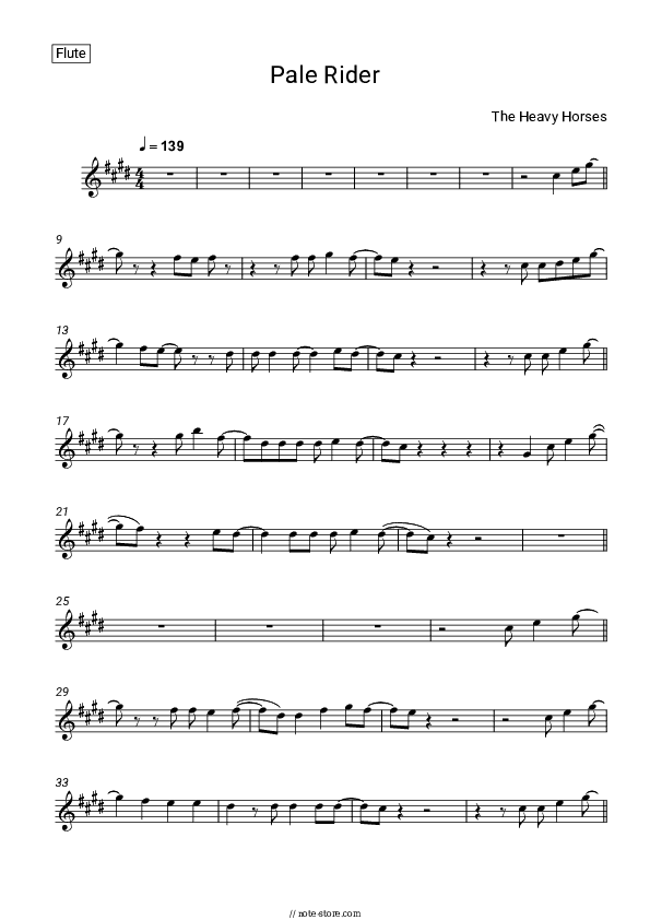 Pale Rider - The Heavy Horses Flute Sheet Music - Flute