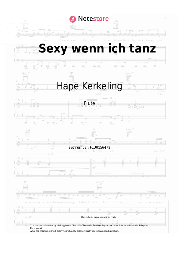 Sexy wenn ich tanz - Hape Kerkeling Flute Sheet Music - Flute