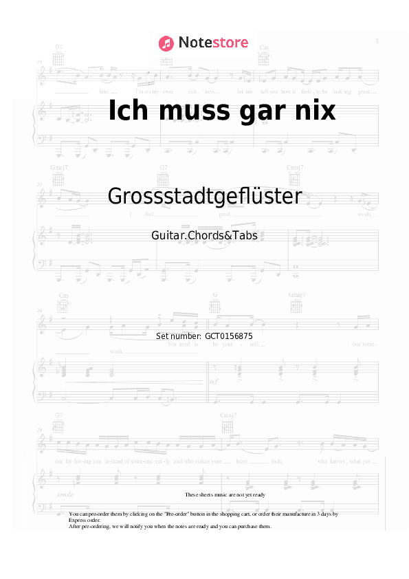 Ich muss gar nix - Grossstadtgeflüster Chords and Tabs - Guitar.Chords&Tabs