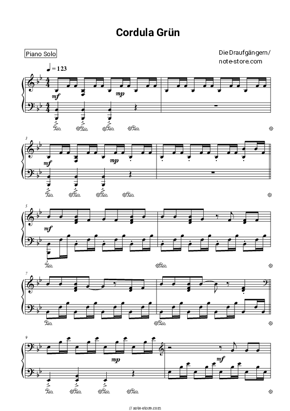 Cordula Grün - Die Draufgänger Piano Sheet Music - Piano.Solo