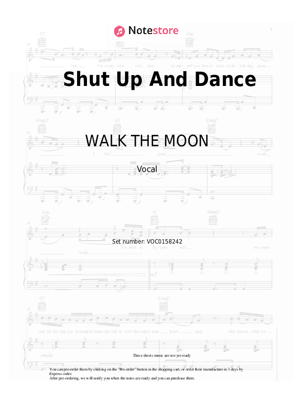 Shut Up And Dance - WALK THE MOON Vocal Sheet Music - Vocal