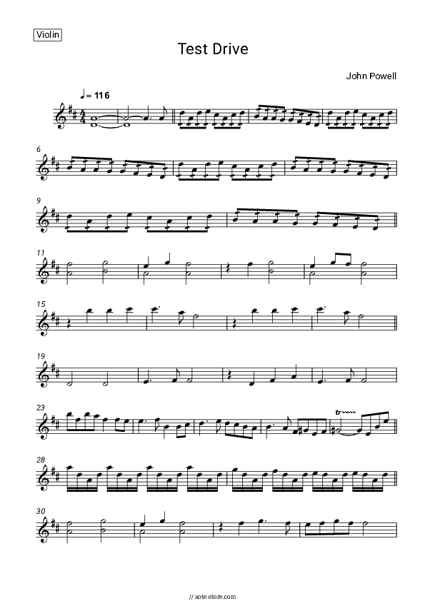 Test Drive (From 'How To Train Your Dragon') - John Powell Violin Sheet Music - Violin