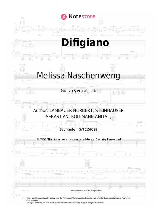 Difigiano - Melissa Naschenweng Chords and Voice - Guitar&Vocal.Tab
