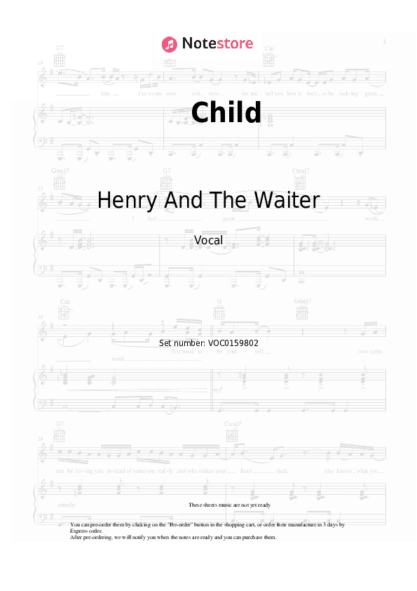 Child - Henry And The Waiter Vocal Sheet Music - Vocal