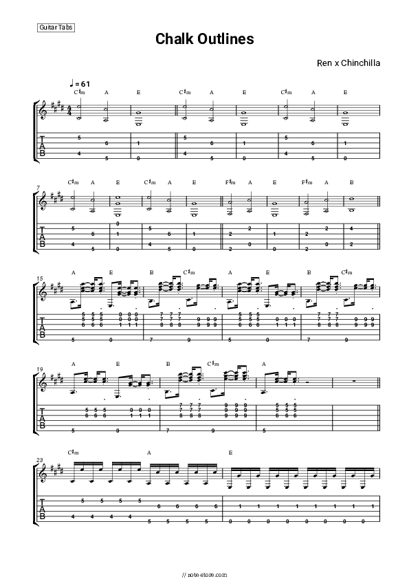 Chalk Outlines - Ren, Chinchilla Chords and Tabs - Guitar.Chords&Tabs