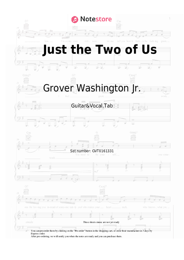 Just the Two of Us - Grover Washington Jr., Bill Withers Chords and Voice - Guitar&Vocal.Tab
