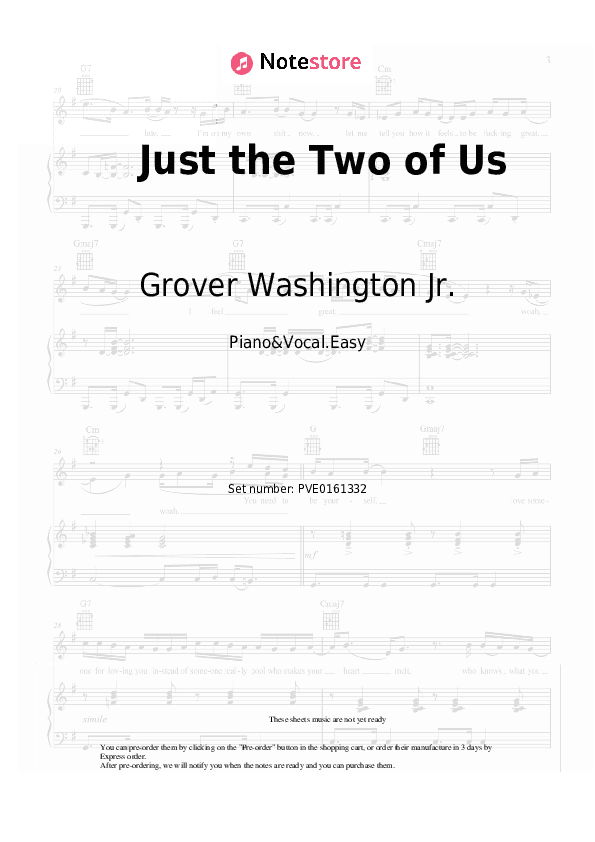 Just the Two of Us - Grover Washington Jr., Bill Withers Piano Sheet Music Easy and Vocal - Piano&Vocal.Easy
