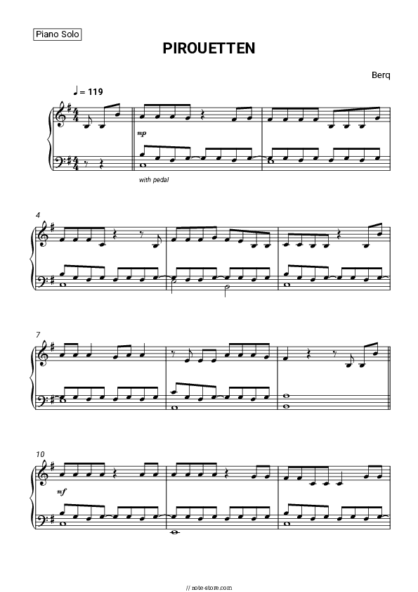 PIROUETTEN - Berq Piano Sheet Music - Piano.Solo
