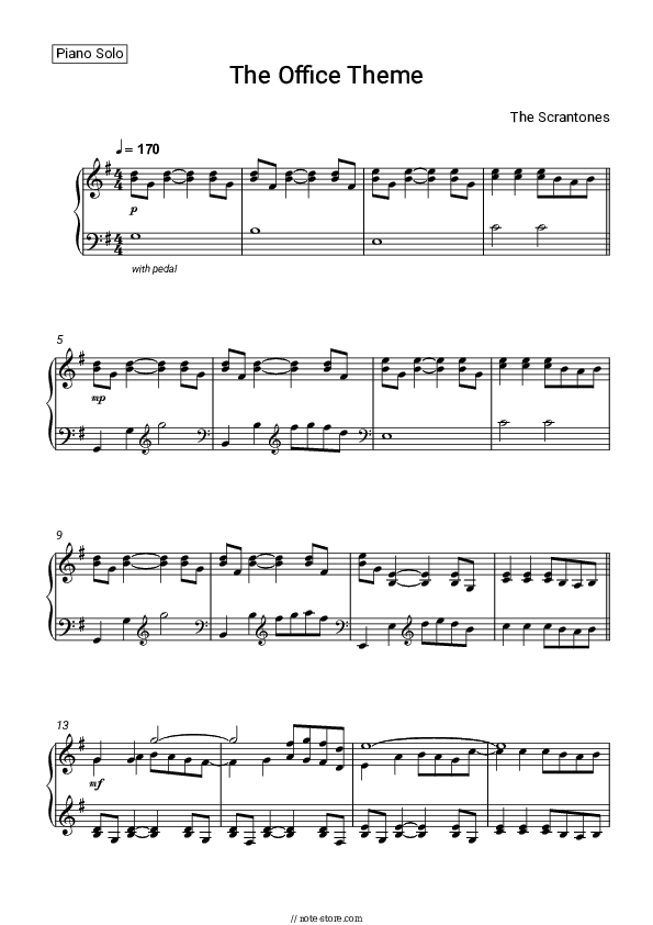 The Office Theme - The Scrantones Piano Sheet Music - Piano.Solo