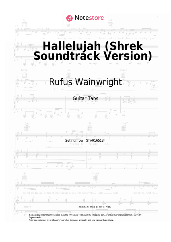 Hallelujah (Shrek Soundtrack Version) - Rufus Wainwright Tabs - Guitar.Tabs
