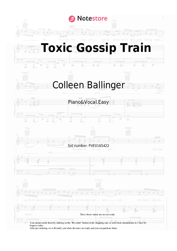 Toxic Gossip Train - Colleen Ballinger Piano Sheet Music Easy and Vocal - Piano&Vocal.Easy