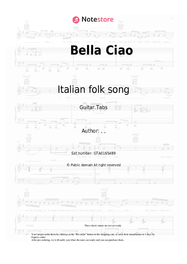 Bella Ciao - Italian folk song Tabs - Guitar.Tabs